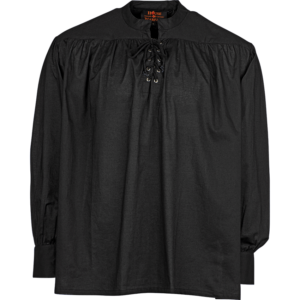 Laced Collar Medieval Shirt - Black