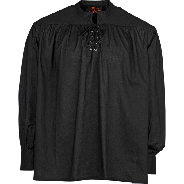 Laced Collar Medieval Shirt - Black