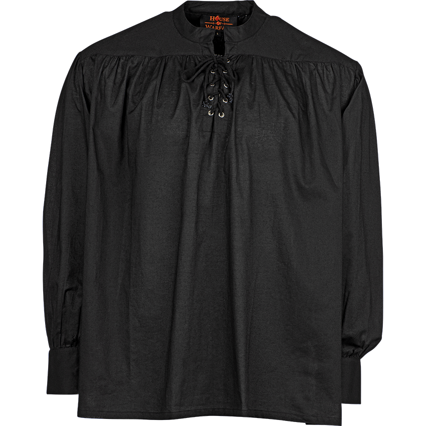 Laced Collar Medieval Shirt - Black