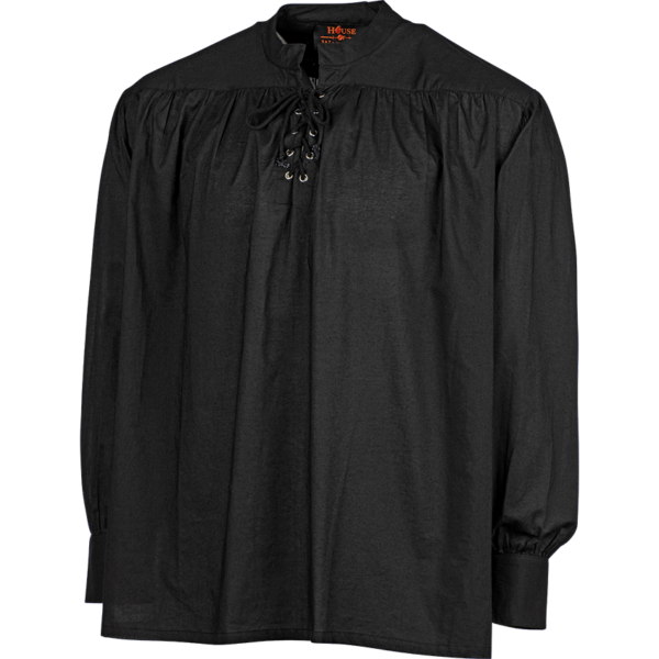 Laced Collar Medieval Shirt - Black