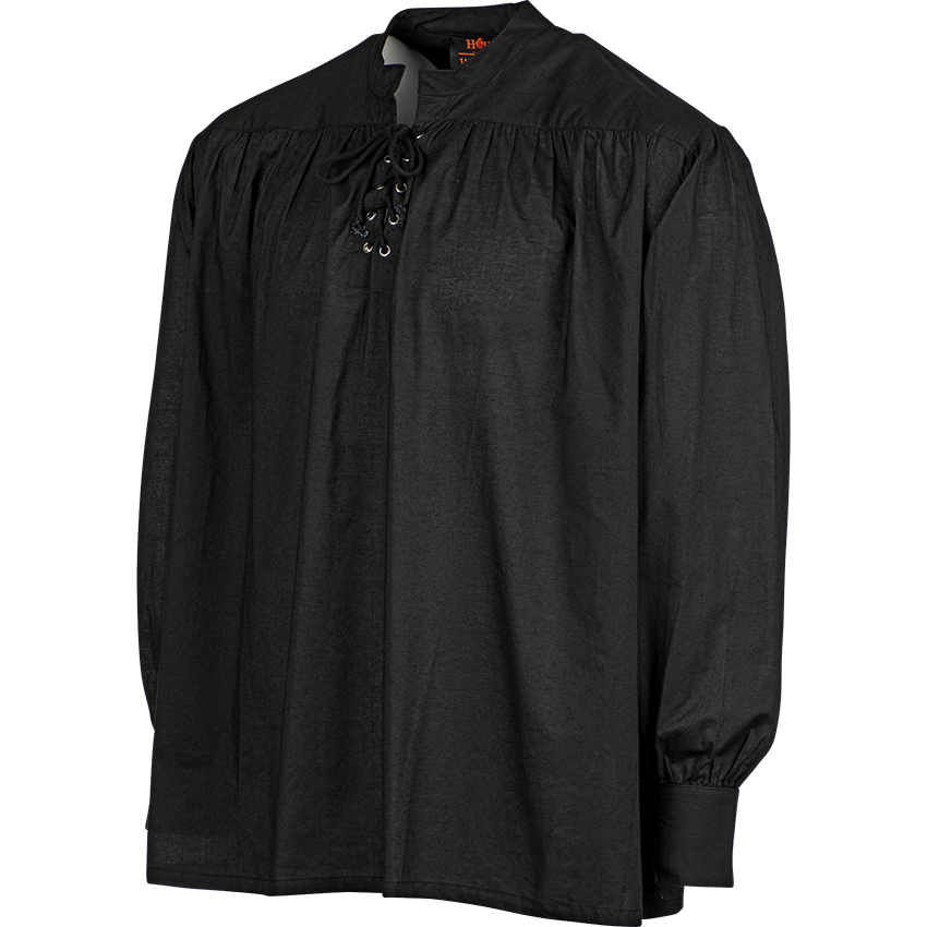 Laced Collar Medieval Shirt - Black
