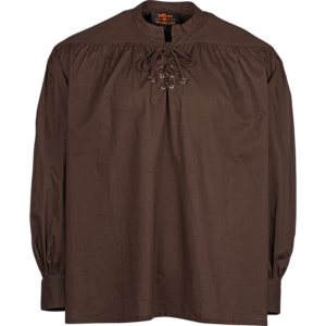 Laced Collar Medieval Shirt - Brown