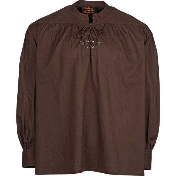 Laced Collar Medieval Shirt - Brown