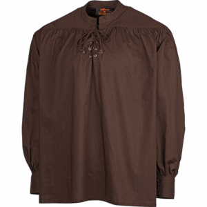 Laced Collar Medieval Shirt - Brown
