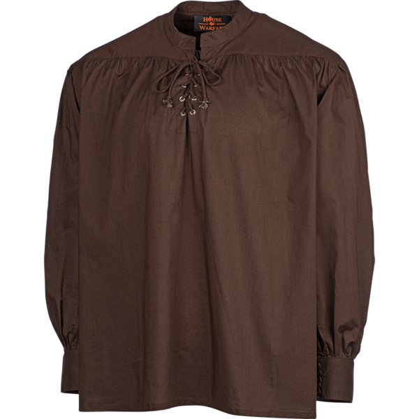 Laced Collar Medieval Shirt - Brown