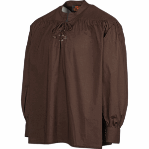 Laced Collar Medieval Shirt - Brown