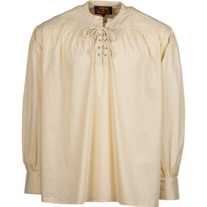 Laced Collar Medieval Shirt - Natural