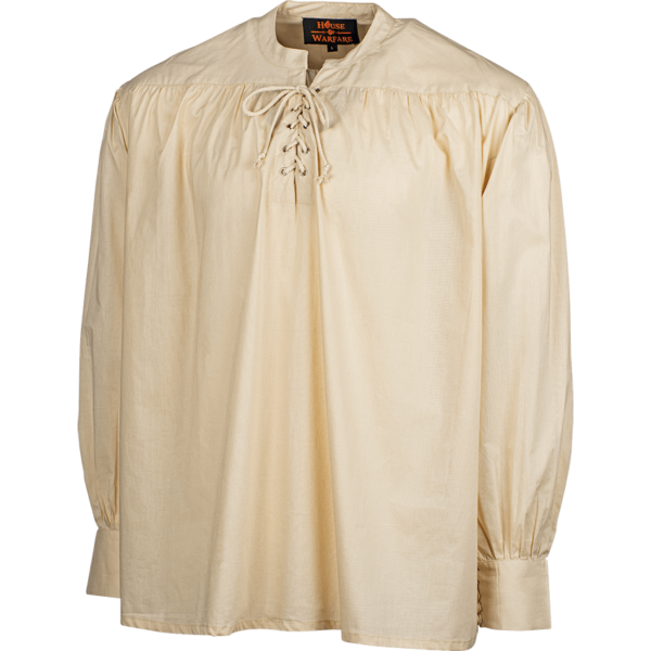 Laced Collar Medieval Shirt - Natural