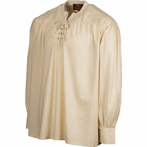 Laced Collar Medieval Shirt - Natural
