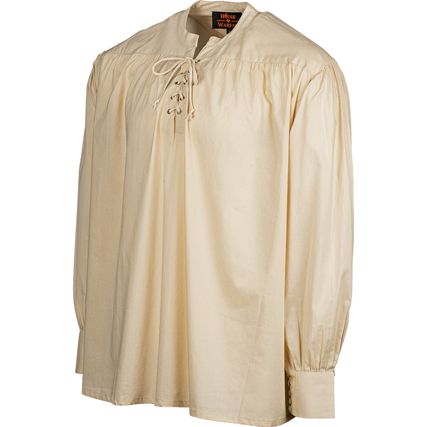 Laced Collar Medieval Shirt - Natural