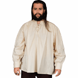 Laced Collar Medieval Shirt - Natural