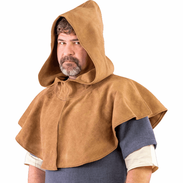 Light Brown Medieval Suede Hood