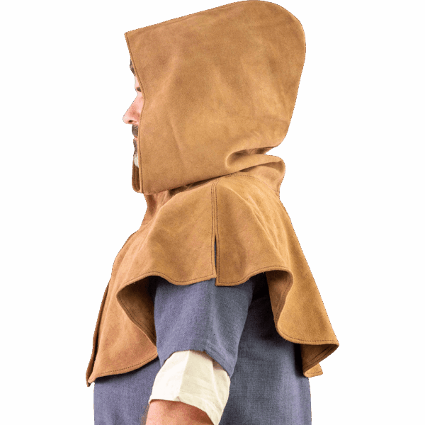 Light Brown Medieval Suede Hood