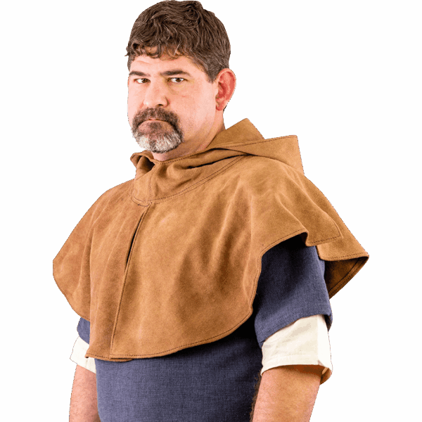 Light Brown Medieval Suede Hood