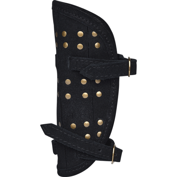Studded Fighter Leather Bracers - Black