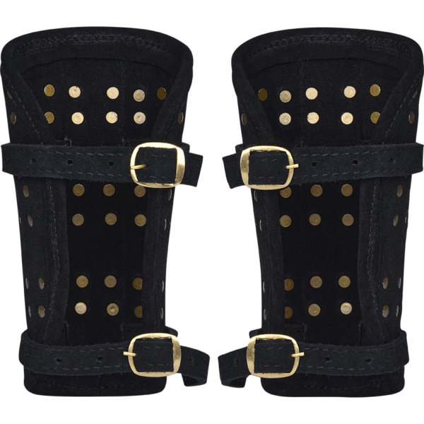 Studded Fighter Leather Bracers - Black