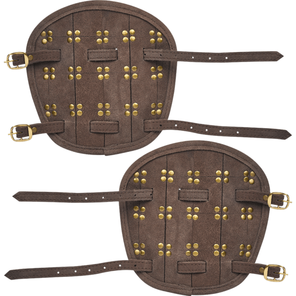 Studded Fighter Leather Bracers - Brown
