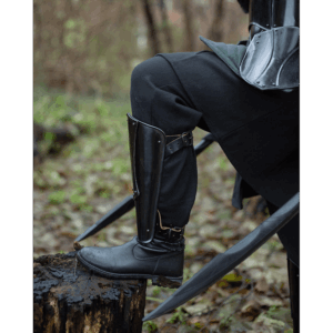 Katharina Blackened Steel Greaves