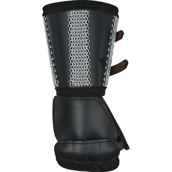 Leather Gauntlet with Chainmail Cuff - Black