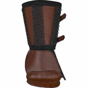 Leather Gauntlet with Chainmail Cuff - Brown