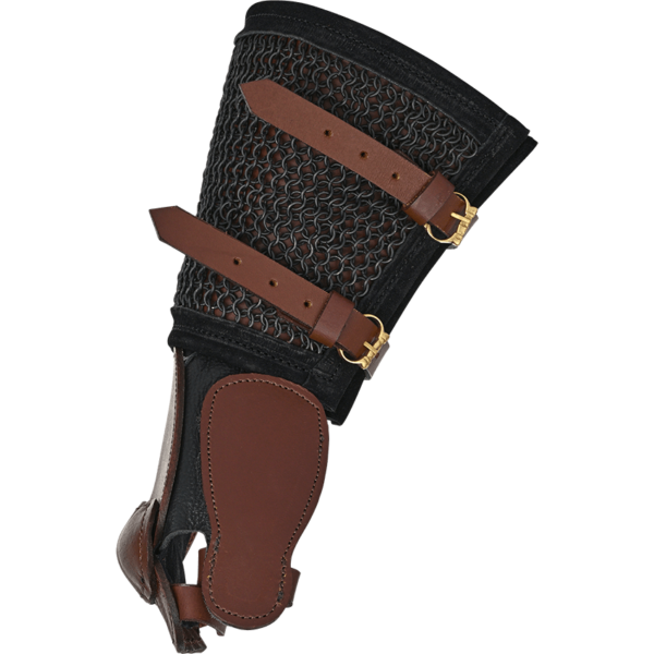 Leather Gauntlet With Chainmail - Brown