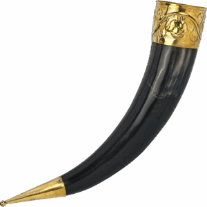 Viking Drinking Horn with Brass Trim