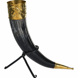 Viking Drinking Horn with Brass Trim