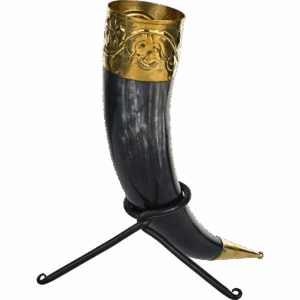 Viking Drinking Horn with Brass Trim