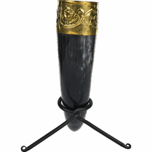 Viking Drinking Horn with Brass Trim