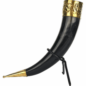 Viking Drinking Horn with Brass Trim