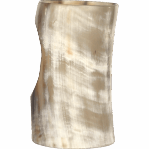 Brass Trim Drinking Horn with Horn Stand