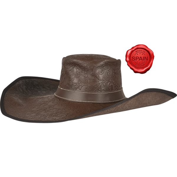 Alatriste Embossed Leather Hat - Brown
