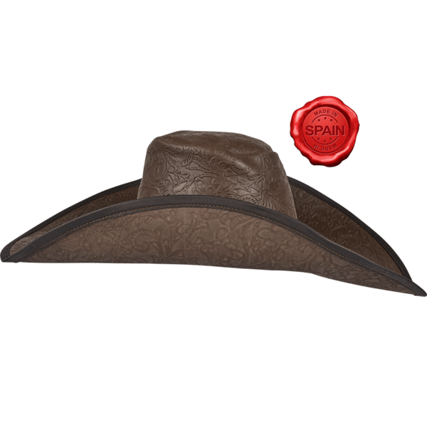 Alatriste Embossed Leather Hat - Brown