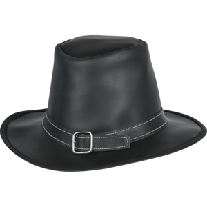 Handcrafted Genuine Leather Hat - Black