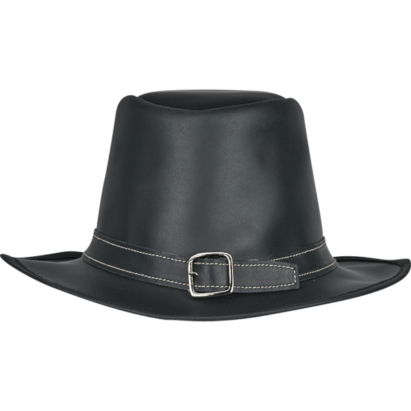 Handcrafted Genuine Leather Hat - Black