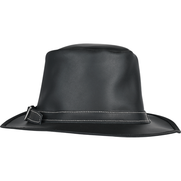 Handcrafted Genuine Leather Hat - Black