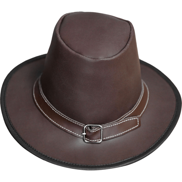 Handcrafted Genuine Leather Hat - Brown