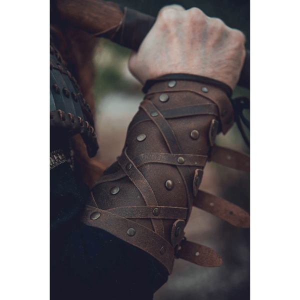 Studded Viking Leather Bracers