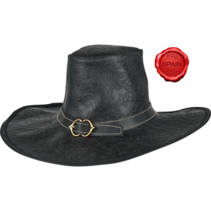 Embossed Leather Van Helsing Hat - Black