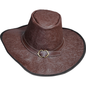 Embossed Leather Van Helsing Hat - Brown