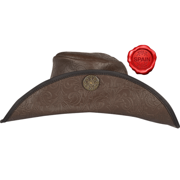 Flandes Embossed Leather Hat - Brown
