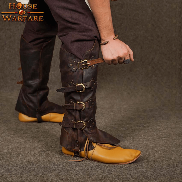 Medieval Adventurer Leather Gaiters - Brown