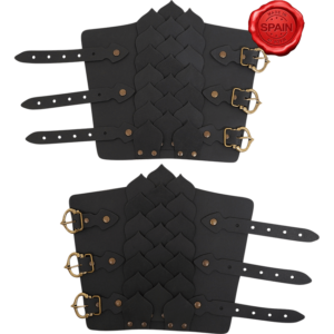 Leather Dragon Scale Bracers - Black