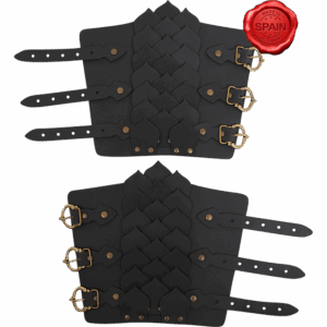 Leather Dragon Scale Bracers - Black