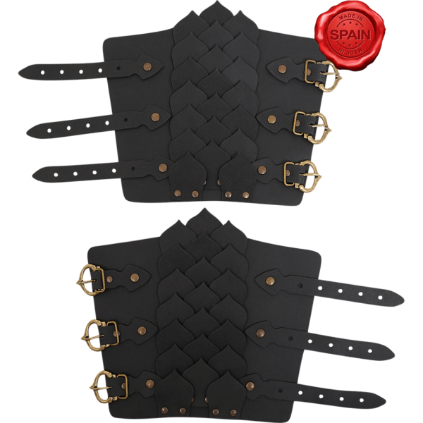 Leather Dragon Scale Bracers - Black