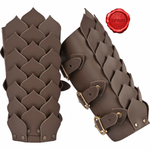 Leather Dragon Scale Bracers - Brown