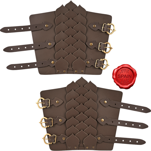 Leather Dragon Scale Bracers - Brown