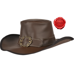 Leather Wide Brim Hat - Brown