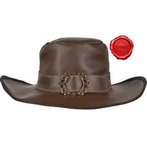 Leather Wide Brim Hat - Brown
