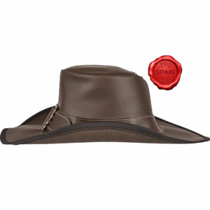 Leather Wide Brim Hat - Brown